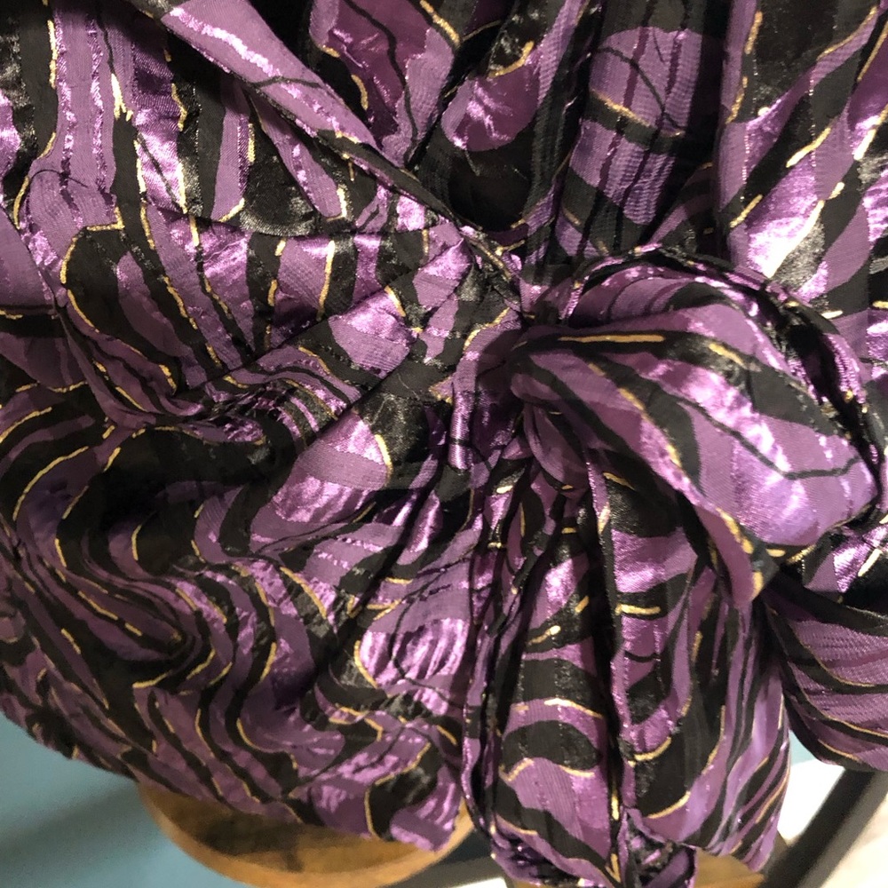 Alex Evenings Purple and Black Metallic Wrap Blouse - Picture 3 of 9